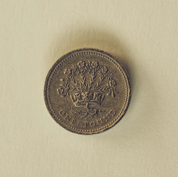 Vintage British pound coin — Stock Photo, Image