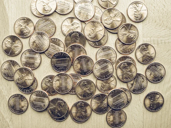Vintage monety 1 cent Usa — Zdjęcie stockowe
