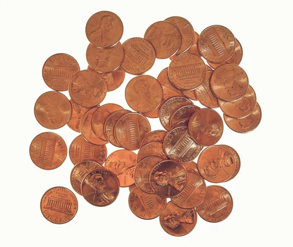 Винтажная монета достоинством 1 цент — стоковое фото