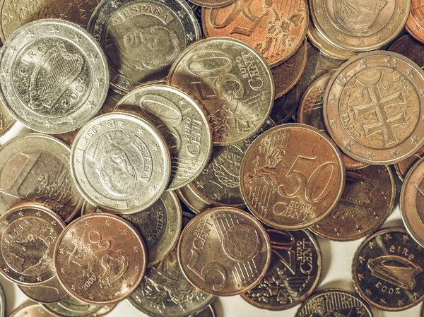 Винтажные монеты евро — стоковое фото