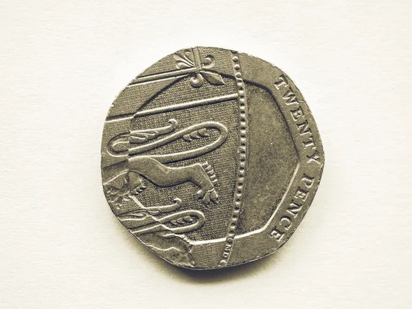 Vintage 20 Pence coin — Stock Photo, Image