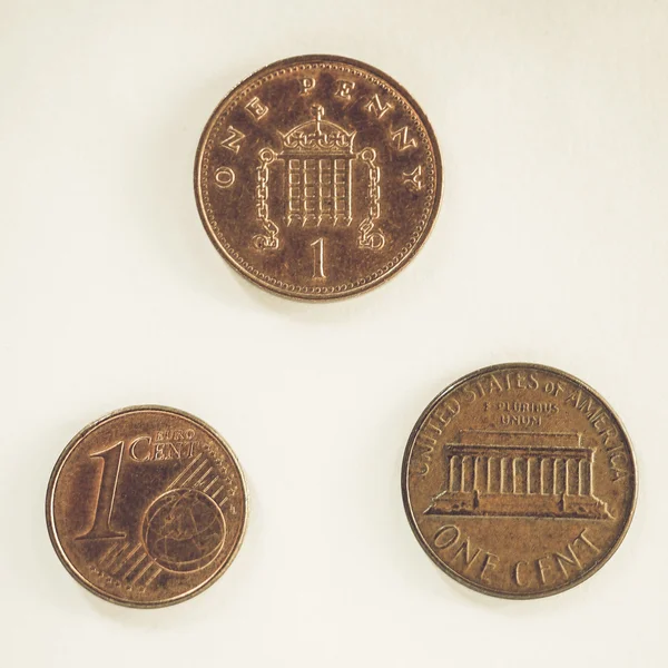 Vintage One cent coins — Stockfoto