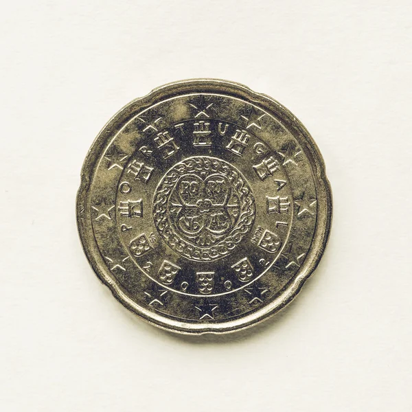 Vintage Portuguese 20 cent coin — Stock fotografie