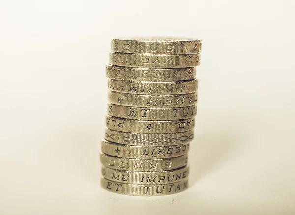 Vintage Pound coin pile — Stock Photo, Image