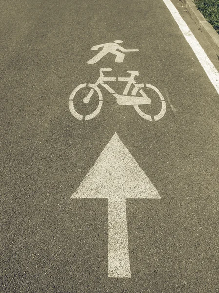 Vintage looking Bike lane sign — Stock Photo, Image