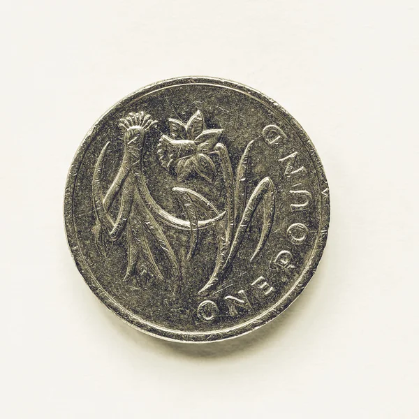 Винтажная британская монета весом 1 фунт — стоковое фото
