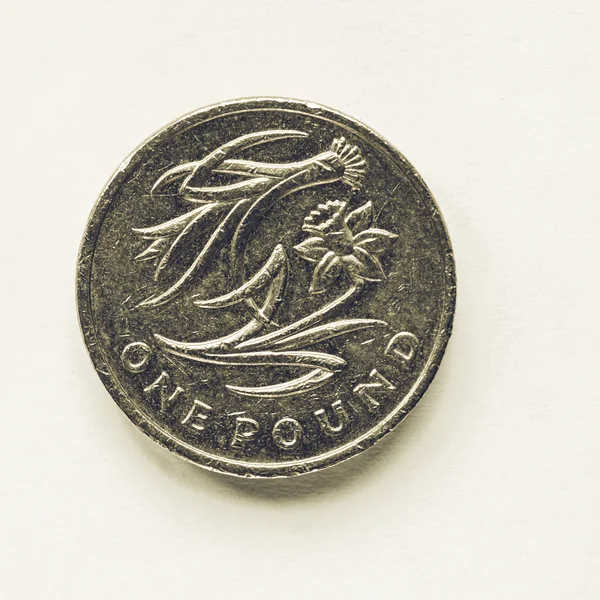 Vintage UK 1 Pound coin — Stock Photo, Image