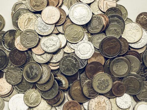 Vintage Euro and Pounds coins — Stock Photo, Image