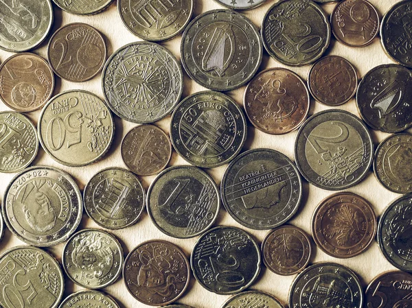 Vintage Euro coins background — Stock Photo, Image