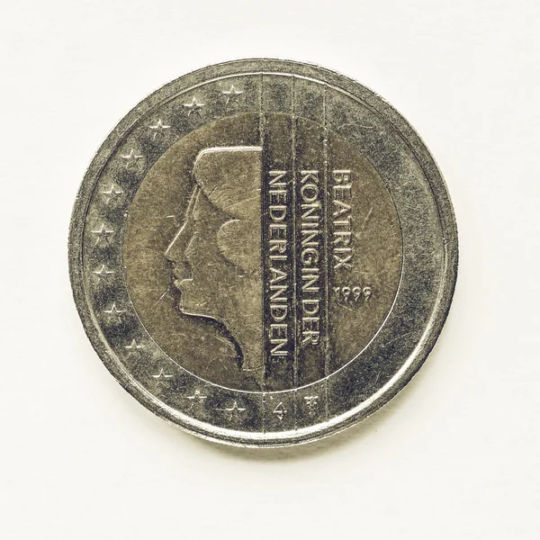 Vintage Hollanda 2 Euro para — Stok fotoğraf