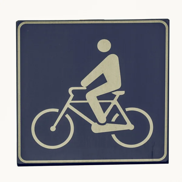 Vintage patrząc rower pasa ruchu znak — Zdjęcie stockowe