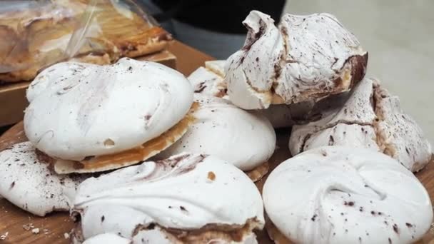 Meringue Pastry Adonan Tepung Air Dan Pemendekan Makanan Panggang — Stok Video