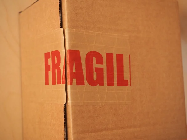 Fragile Brown Corrugated Cardboard Box Packet Parcel — Stock Photo, Image