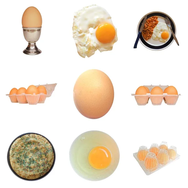 Eggs Food Collage Including Coque Fried Sunny Side English Breakfast — Stock Photo, Image