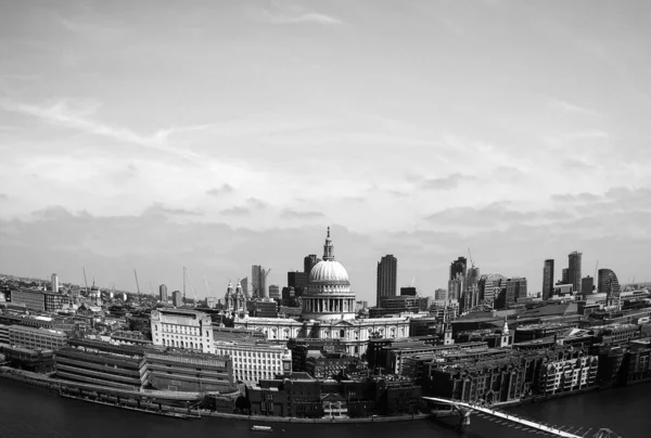 Vista Panorâmica Rio Tâmisa Londres Reino Unido Preto Branco Fisheye — Fotografia de Stock