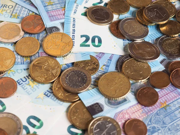 欧元现钞和硬币 欧洲联盟货币 — 图库照片