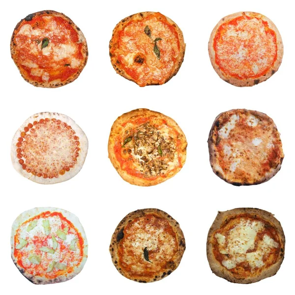 Vegetarische Pizza Collage Inclusief Pizza Margherita Schimmels Paddestoelen Artisjok — Stockfoto