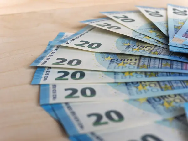 Billetes Monedas Euros Eur Moneda Unión Europea —  Fotos de Stock