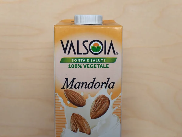 Bologna Italy Circa December 2020 Packet Valsoia Almond Milk — Stock Photo, Image