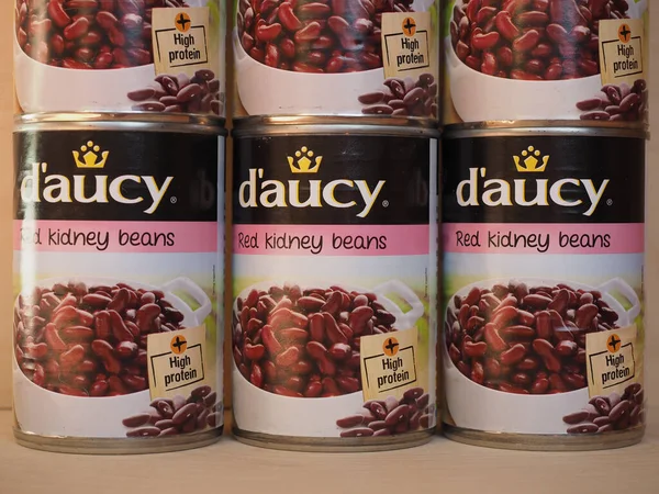 Bretagne France Circa October 2020 Can Aucy Red Kidney Beans — 图库照片