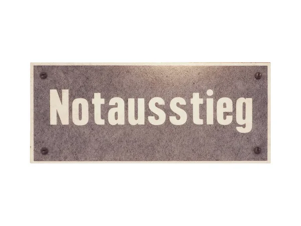 German Traffic Sign Isolated White Background Notausstieg Translation Emergency Exit — Stock Photo, Image