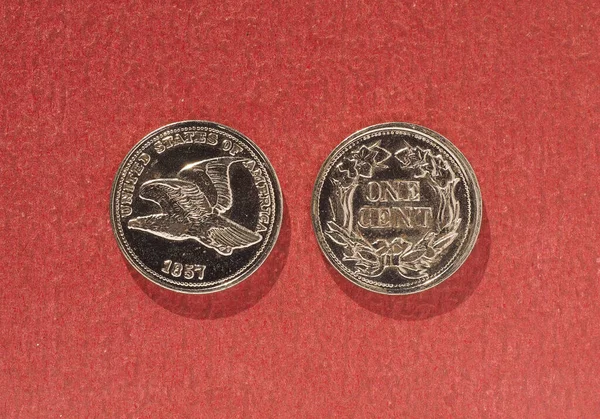Antico 1857 Moneta Centesimo Denaro Usd Valuta Degli Stati Uniti — Foto Stock