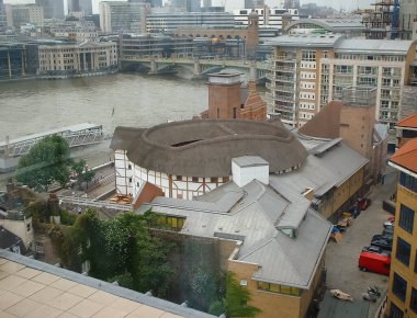 Londra, İngiltere 'deki Shakespeare Globe Tiyatrosu' nun hava görüntüsü.
