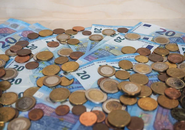 Billetes Monedas Euros Eur Moneda Unión Europea — Foto de Stock