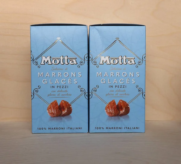 Milan Italien Circa December 2020 Paket Motta Marrons Glaces Kastanjer — Stockfoto