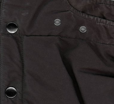 İtici düğmeli siyah kumaş ceket (poussoir)