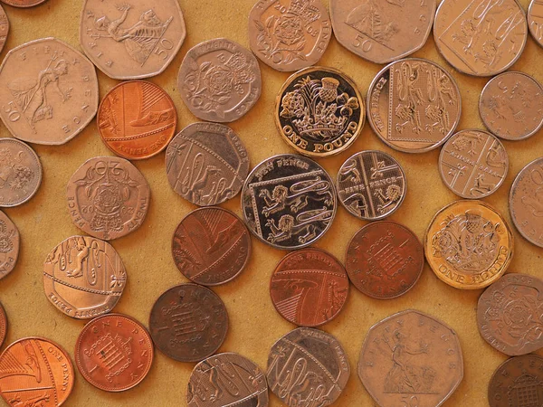 Пунд Монеты Деньги Gbp Валюта Соединенного Королевства — стоковое фото