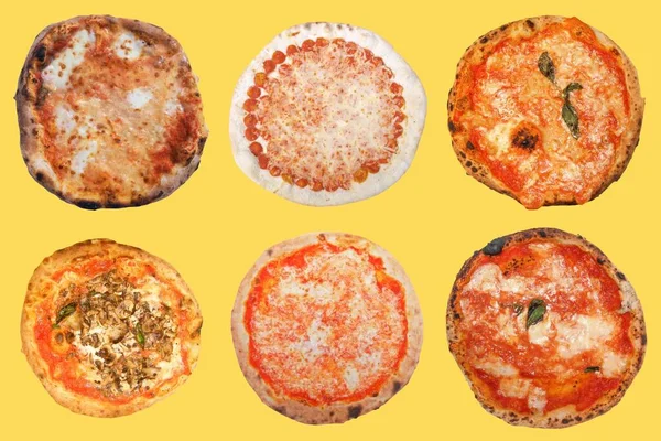 Margarita Pizza Geleneksel Talyan Yemeği Kolajı — Stok fotoğraf