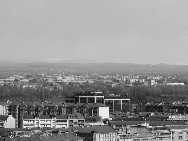 Vue Aérienne Ville Turin Italie Noir Blanc — Photo