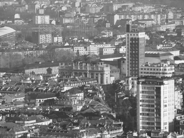 Aerial View City Centre Turin Italy Piazza Castello Square Black — Stock Photo, Image