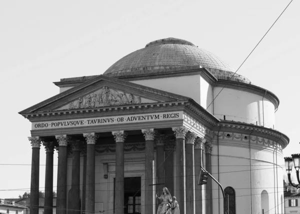 Torino Talya Daki Gran Madre Kilisesi Siyah Beyaz — Stok fotoğraf
