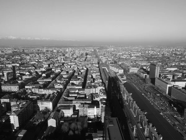 Vista Aérea Ciudad Turín Italia Blanco Negro —  Fotos de Stock