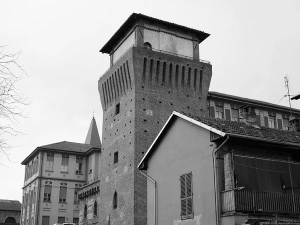 Torre Medievale Middeleeuwse Toren Kasteel Settimo Torinese Italië Zwart Wit — Stockfoto
