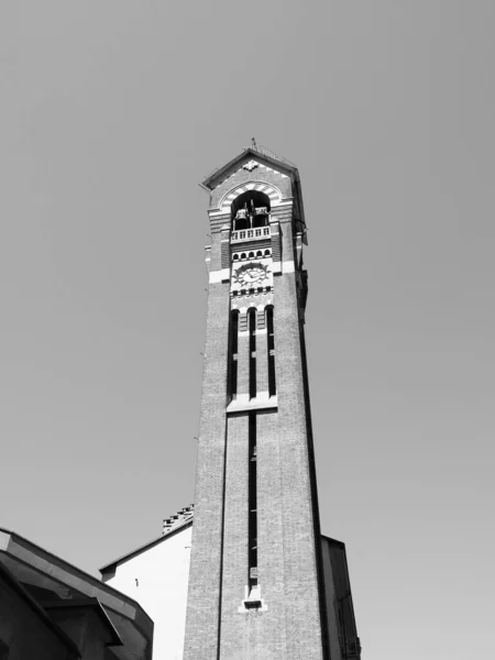 Steeple Chiesa San Giuseppe Church Turin Italy Black White — Stock Photo, Image