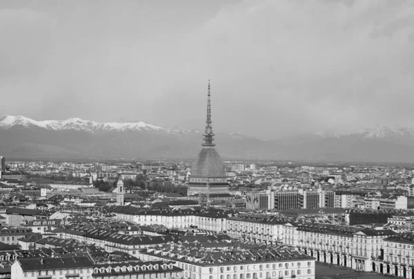 Veduta Aerea Della Città Torino Italia Bianco Nero — Foto Stock