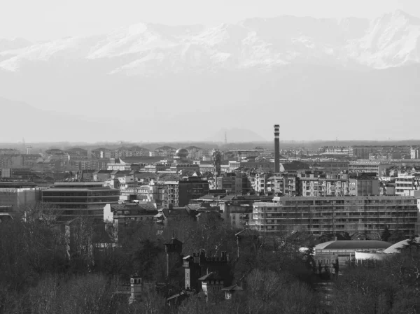 Luftaufnahme Der Stadt Turin Italien Schwarz Weiß — Stockfoto