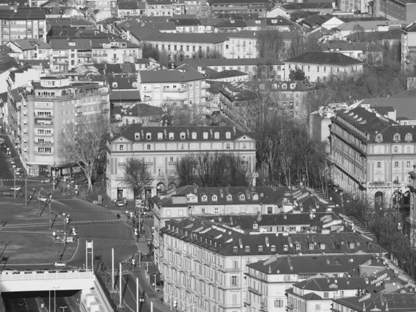 Aerial View City Turin Italy Looking Piazza Statuto Square Black — Stock Photo, Image