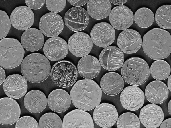 Moneda Libras Gbp Moneda Del Reino Unido Sobre Fondo Negro —  Fotos de Stock