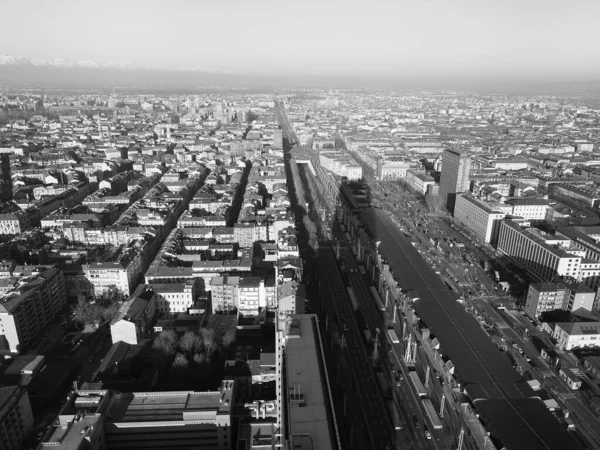 Luchtfoto Van Stad Turijn Italië Zwart Wit — Stockfoto