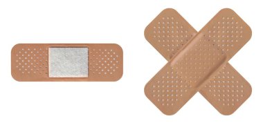 Tıbbi yapıştırıcı yara bandı beyaz arka planda.