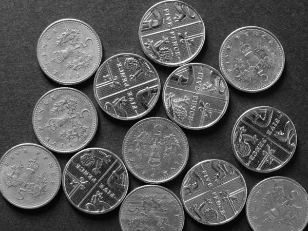 Monnaie Pence Gbp Monnaie Royaume Uni Noir Blanc — Photo