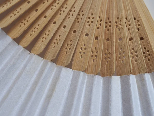 Tradycyjny Japoński Lub Chiński Wentylator Ręczny Wykonany Papieru Drewna — Zdjęcie stockowe