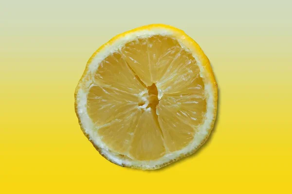 Yellow Lemon Slice Matching Colour Gradient Background — Stock Photo, Image