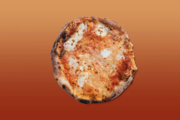 Pizza Margherita Över Matchande Färg Lutning Bakgrund — Stockfoto