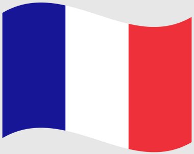 Fransa 'nın dalgalı bayrağı gri arkaplanda izole edildi