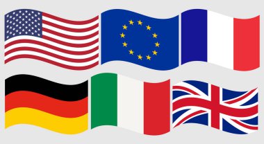 ABD, Avrupa, Fransa, Almanya, İtalya ve Birleşik Krallık bayrakları sallıyor